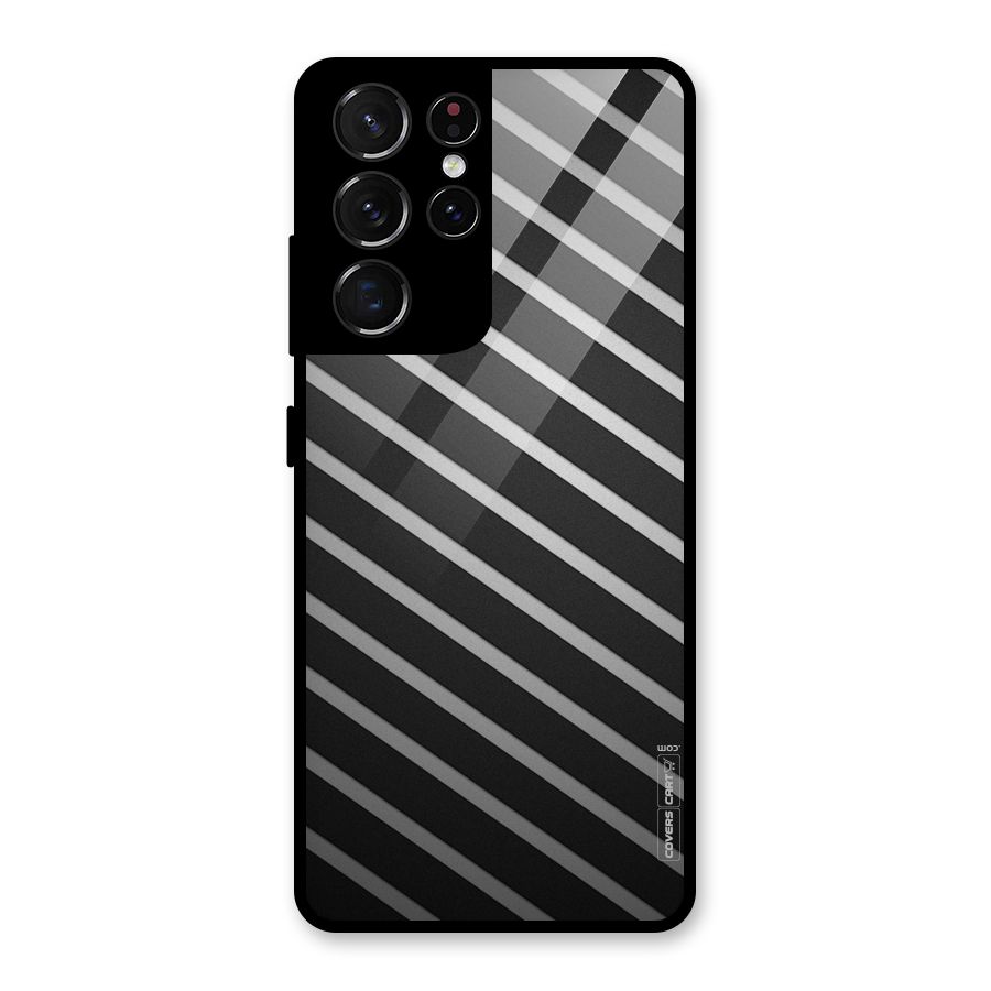 Grey And Black Stripes Glass Back Case for Galaxy S21 Ultra 5G