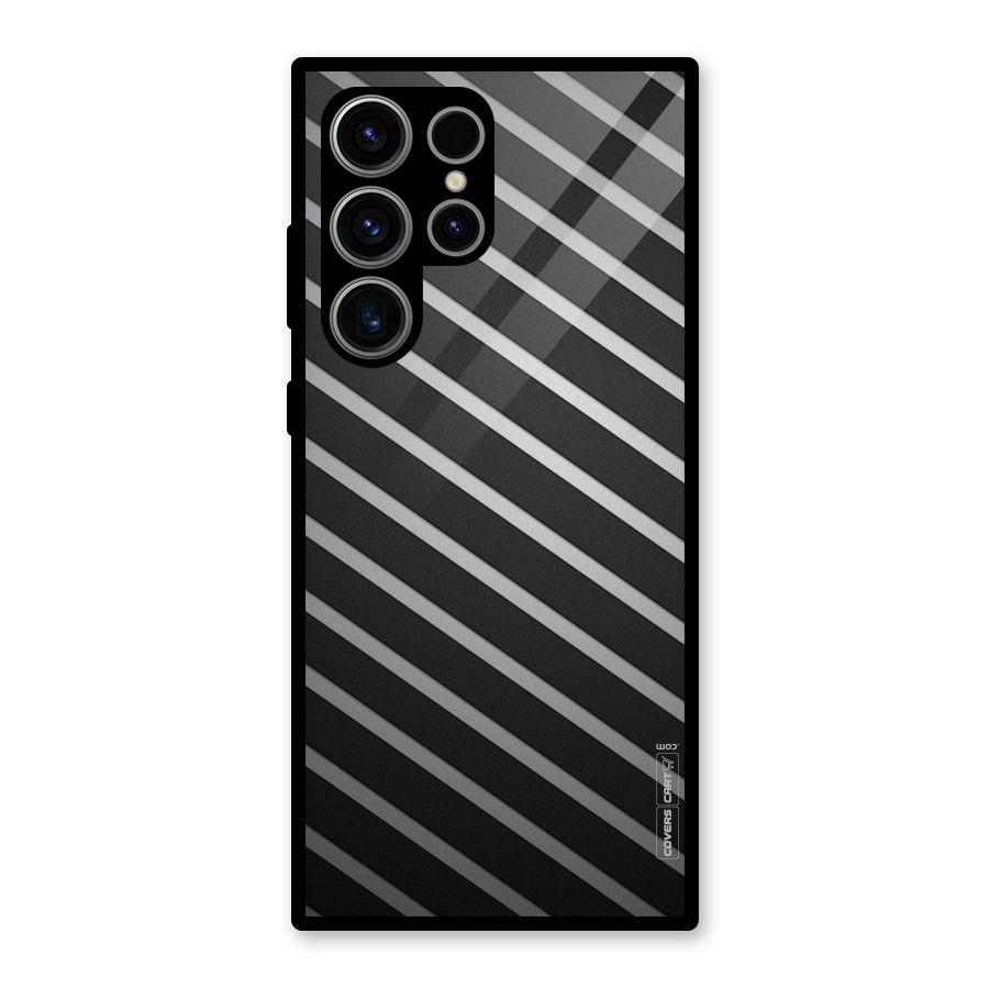 Grey And Black Stripes Glass Back Case for Galaxy S23 Ultra