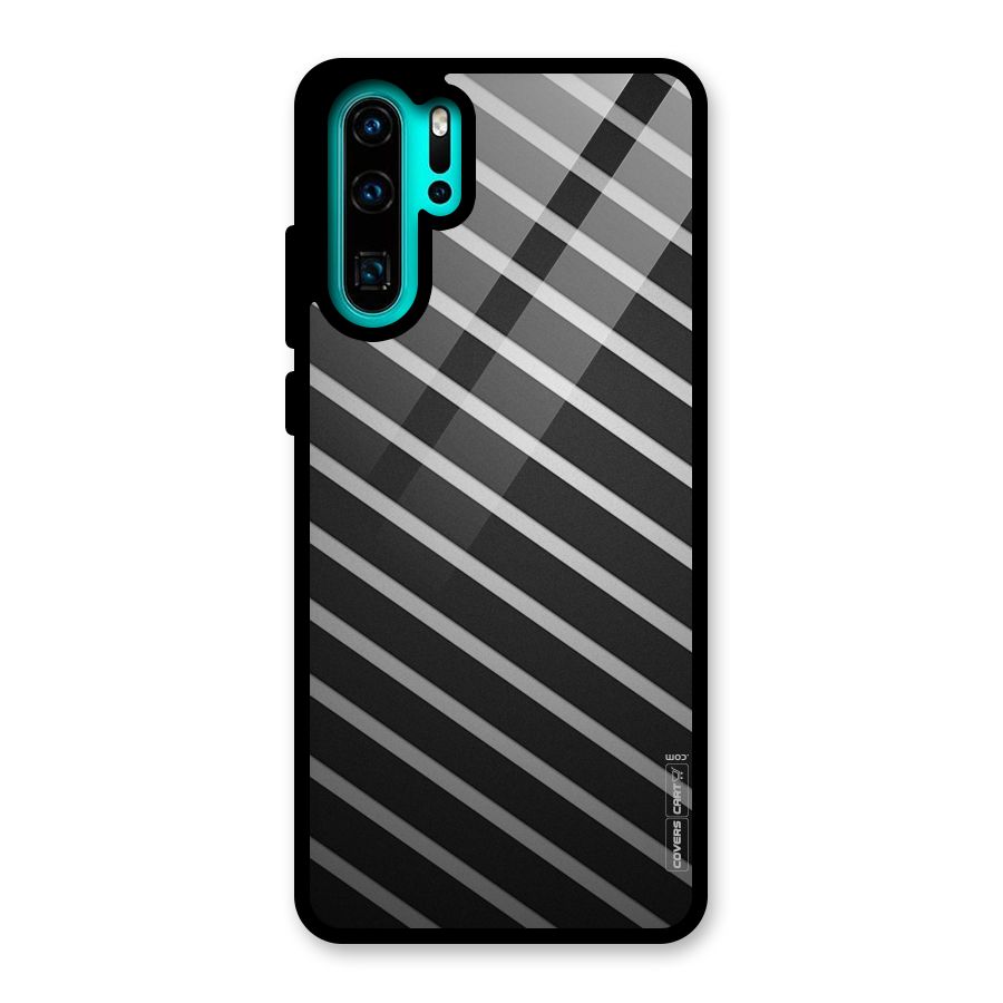 Grey And Black Stripes Glass Back Case for Huawei P30 Pro