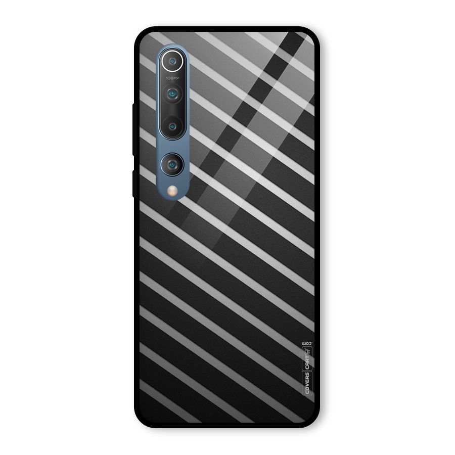 Grey And Black Stripes Glass Back Case for Mi 10