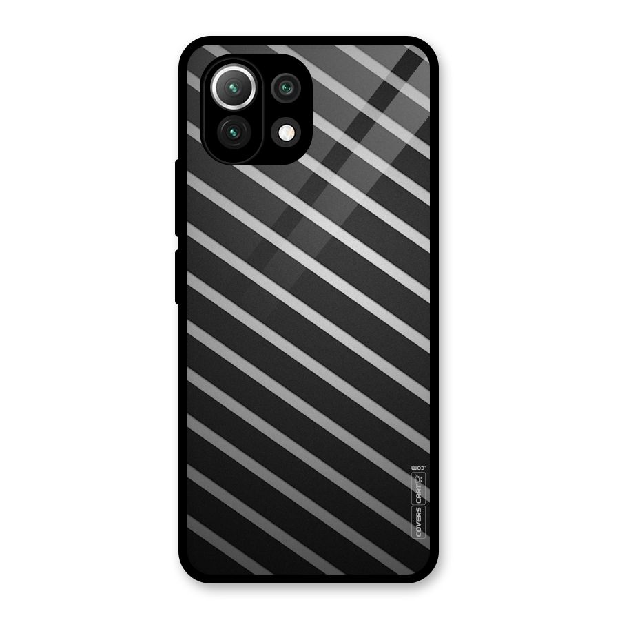 Grey And Black Stripes Glass Back Case for Mi 11 Lite NE 5G