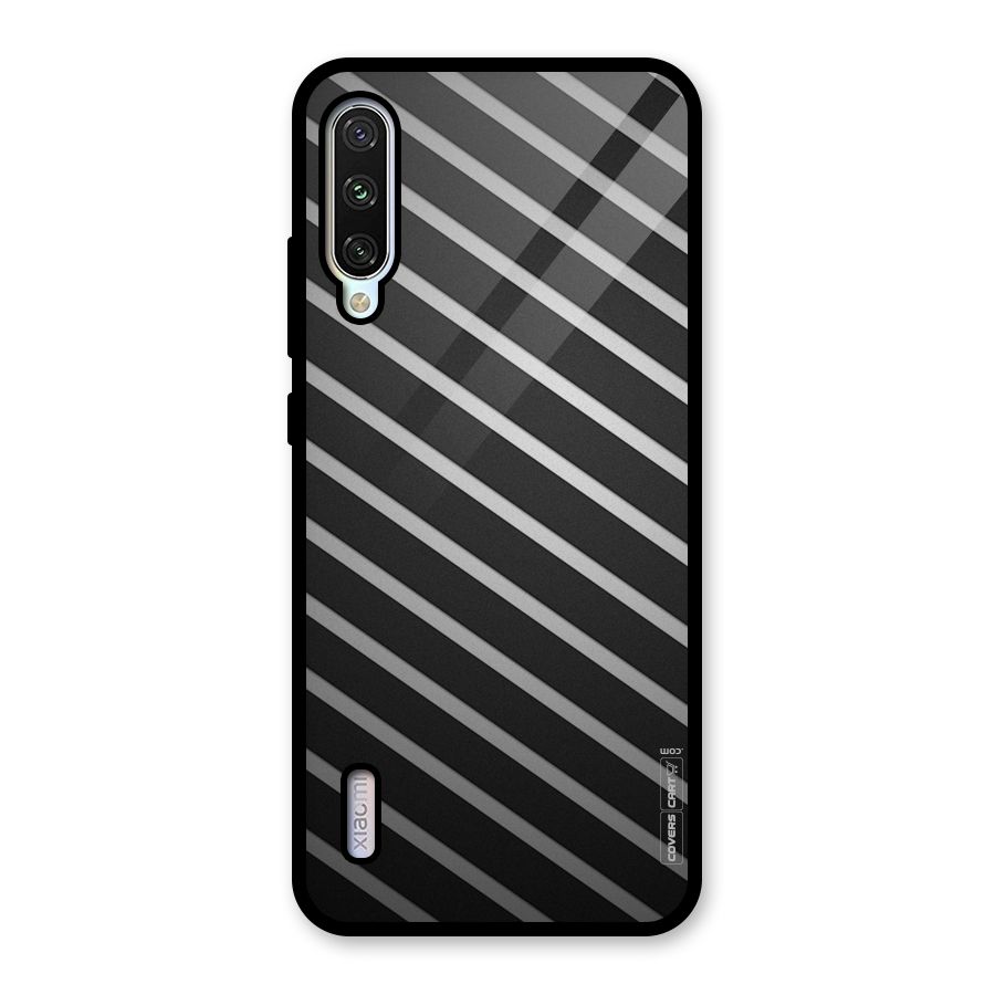 Grey And Black Stripes Glass Back Case for Mi A3