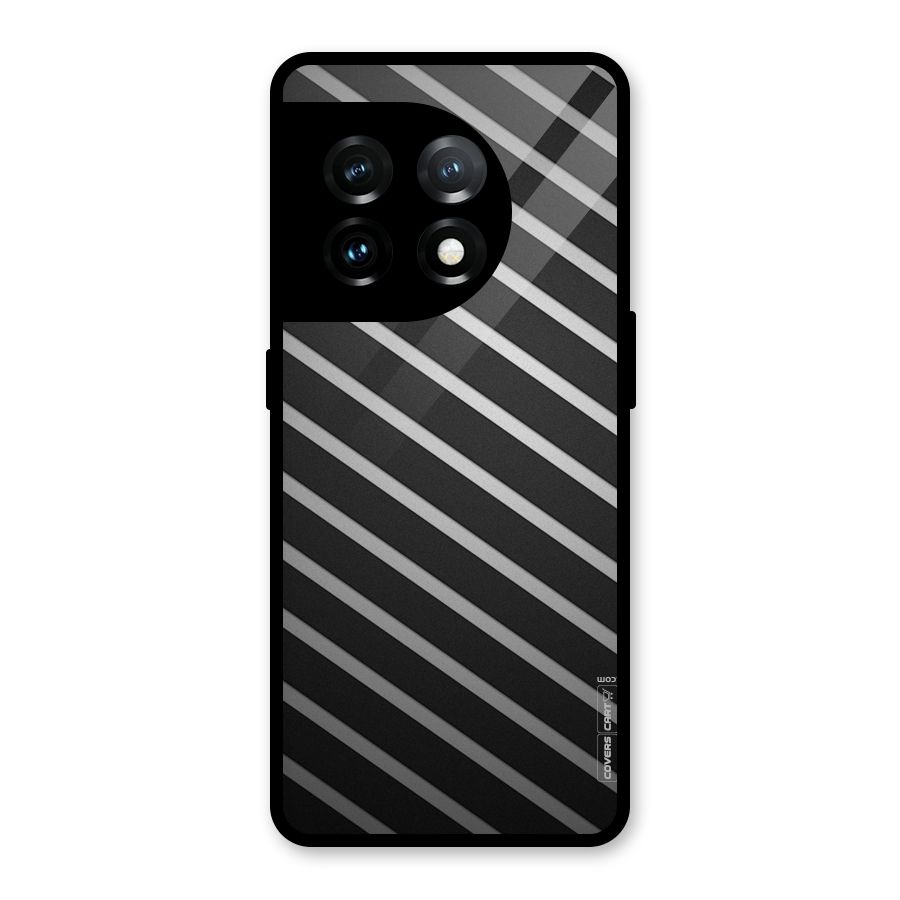Grey And Black Stripes Glass Back Case for OnePlus 11