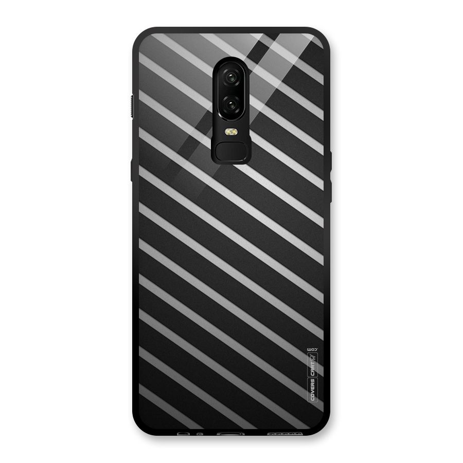 Grey And Black Stripes Glass Back Case for OnePlus 6