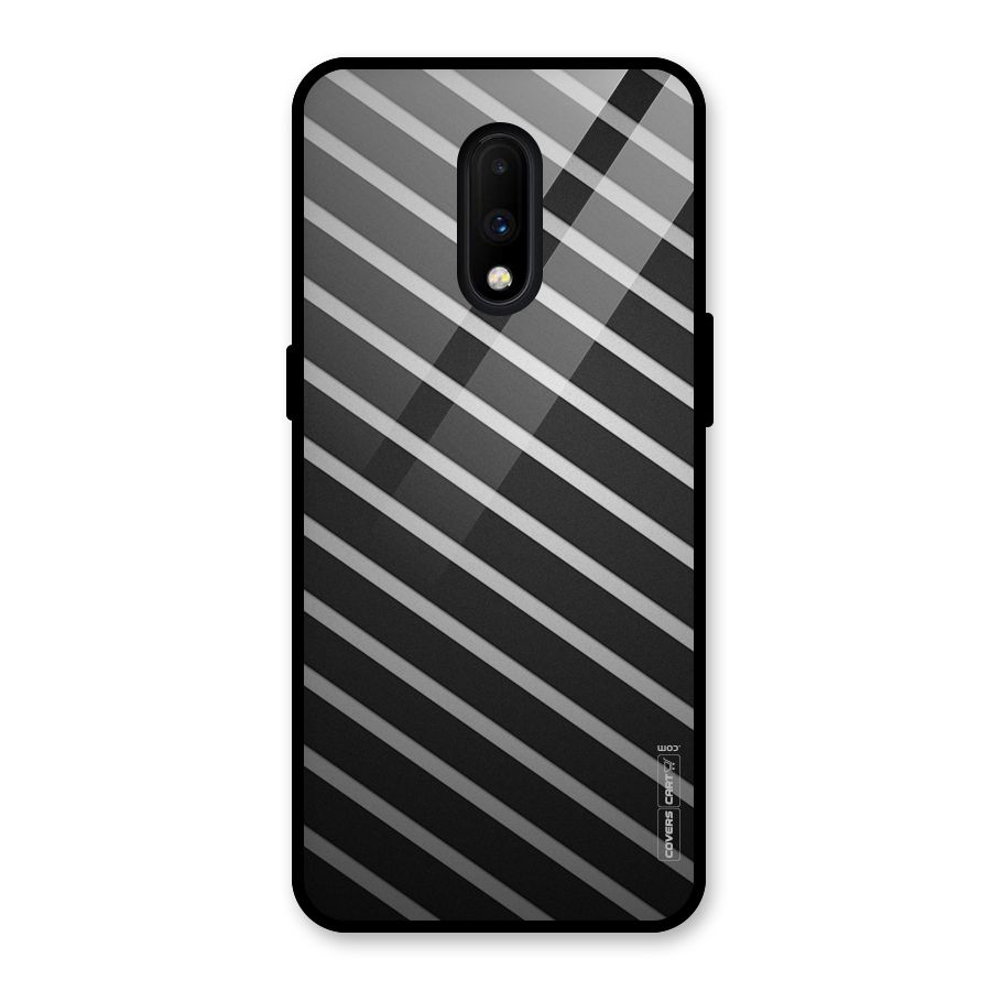 Grey And Black Stripes Glass Back Case for OnePlus 7