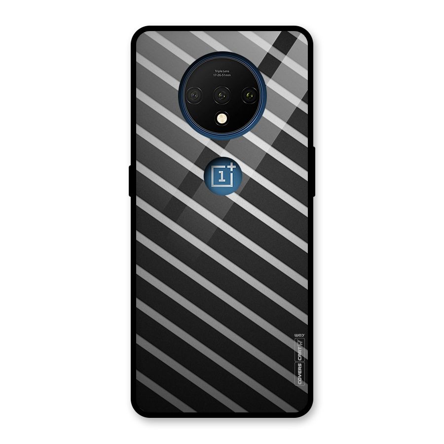 Grey And Black Stripes Glass Back Case for OnePlus 7T