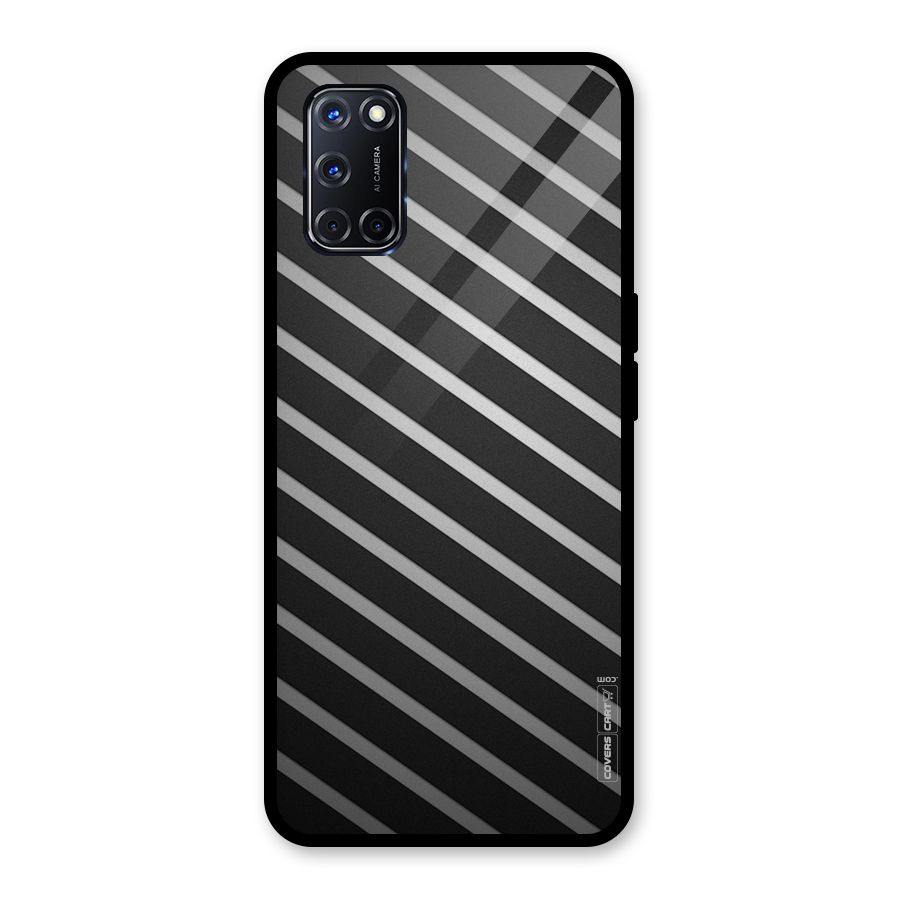 Grey And Black Stripes Glass Back Case for Oppo A52
