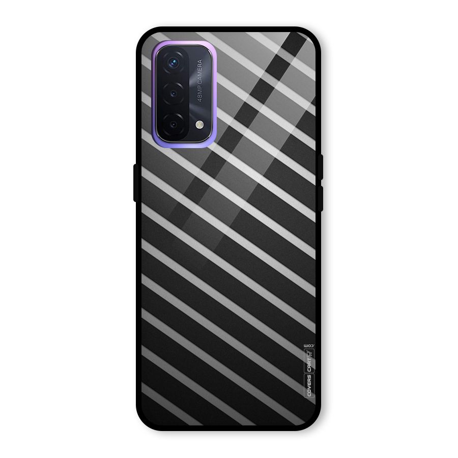 Grey And Black Stripes Glass Back Case for Oppo A74 5G