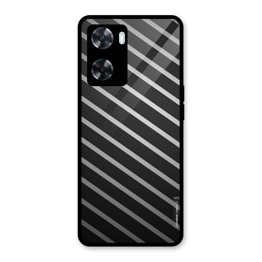 Grey And Black Stripes Glass Back Case for Oppo A77