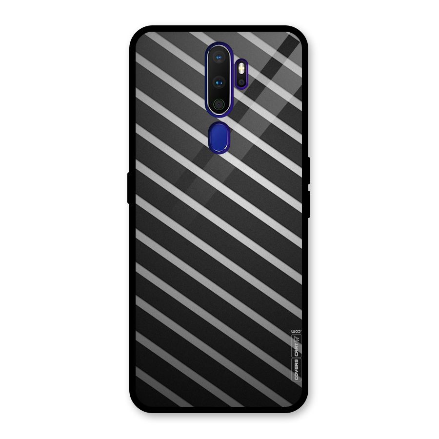 Grey And Black Stripes Glass Back Case for Oppo A9 (2020)