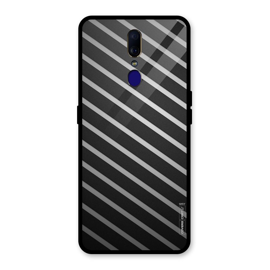 Grey And Black Stripes Glass Back Case for Oppo F11