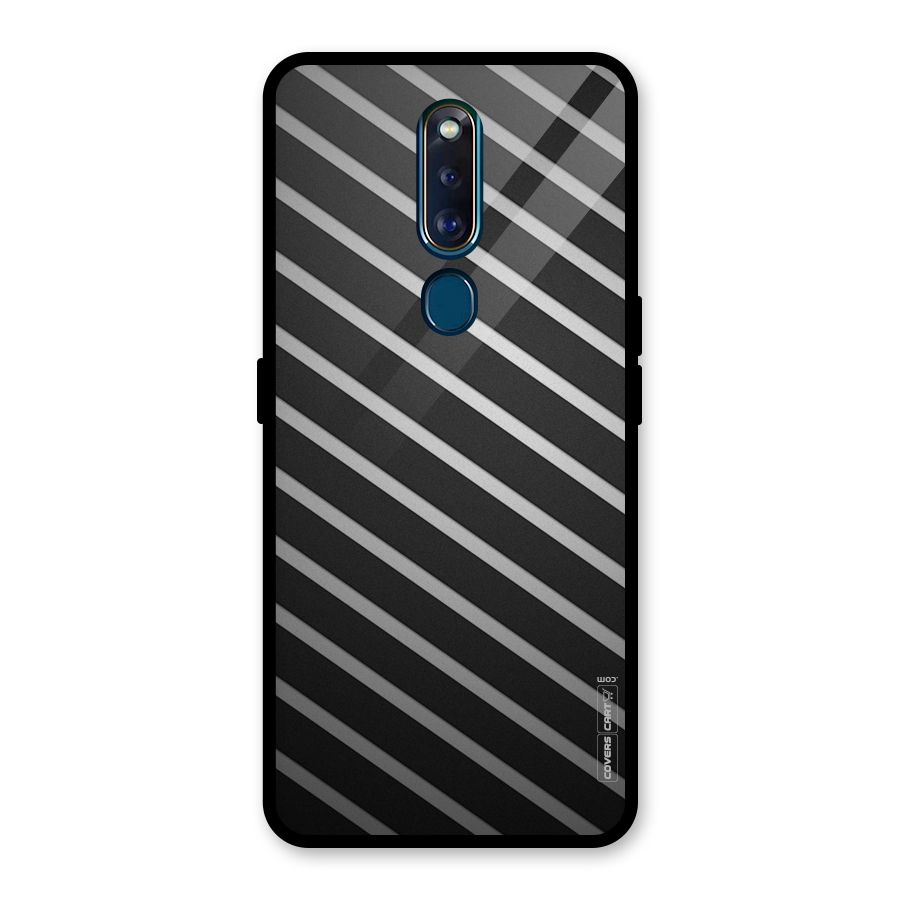 Grey And Black Stripes Glass Back Case for Oppo F11 Pro