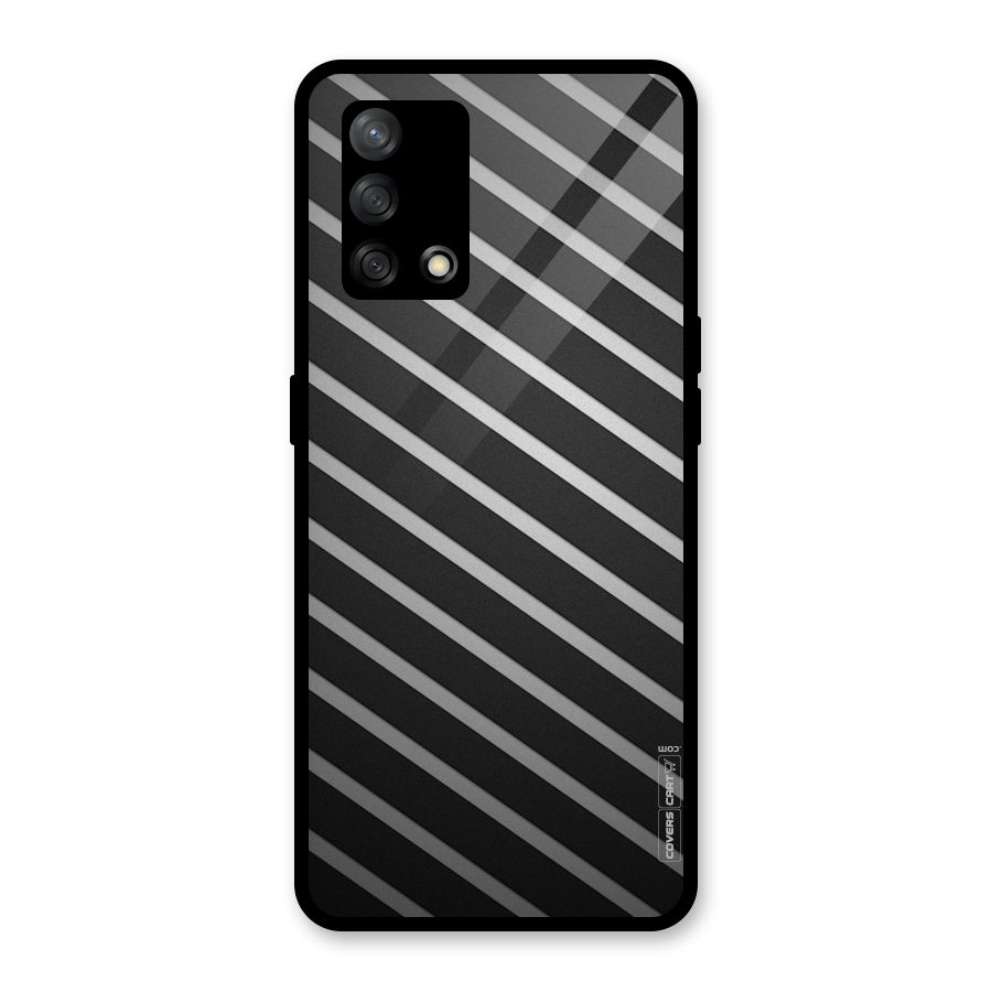 Grey And Black Stripes Glass Back Case for Oppo F19