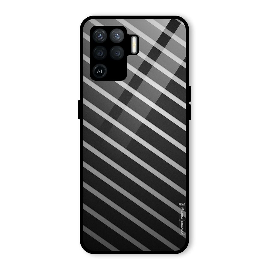 Grey And Black Stripes Glass Back Case for Oppo F19 Pro