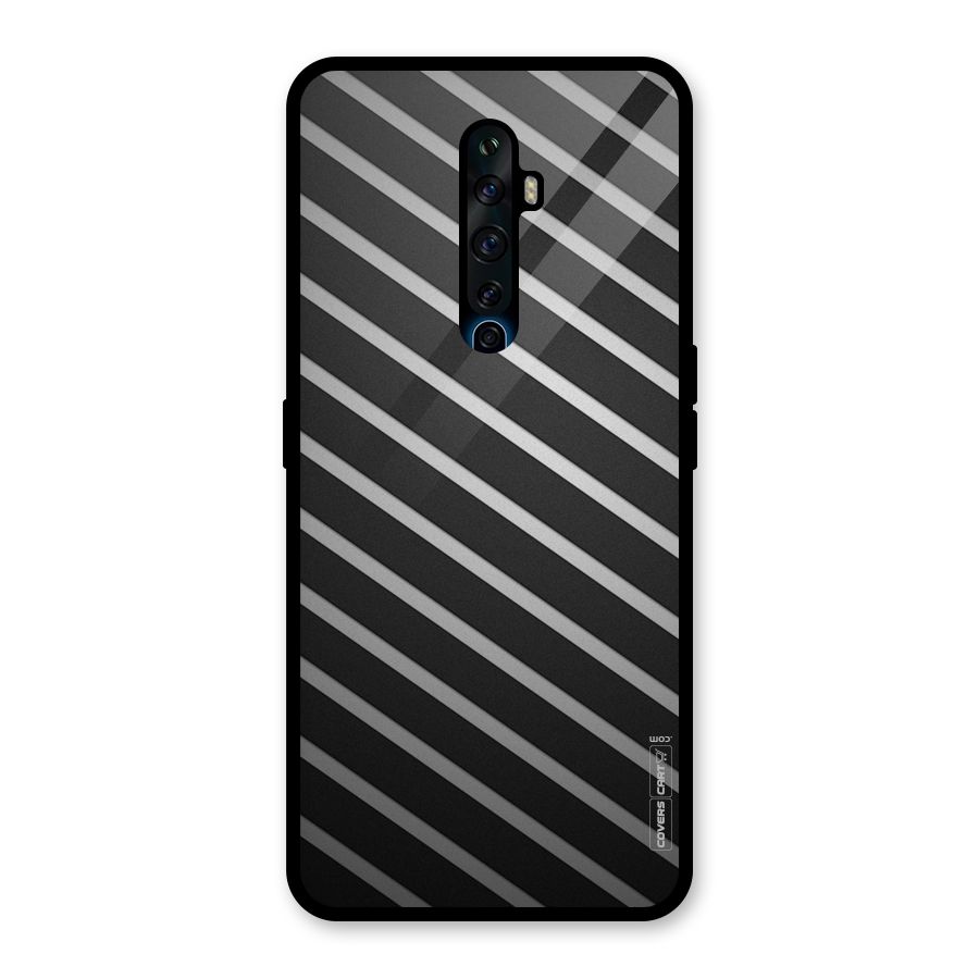 Grey And Black Stripes Glass Back Case for Oppo Reno2 F