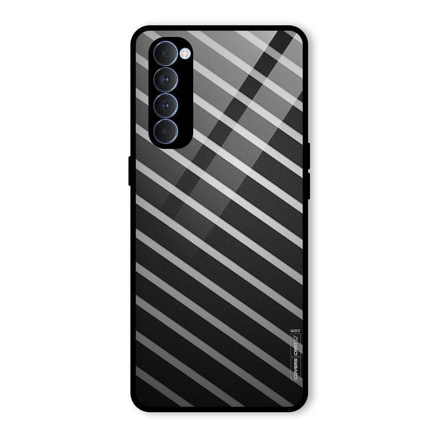 Grey And Black Stripes Glass Back Case for Oppo Reno4 Pro