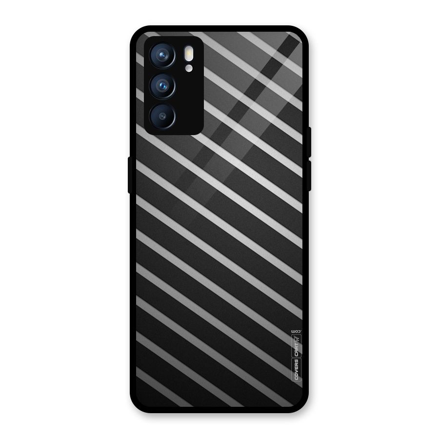 Grey And Black Stripes Glass Back Case for Oppo Reno6 5G