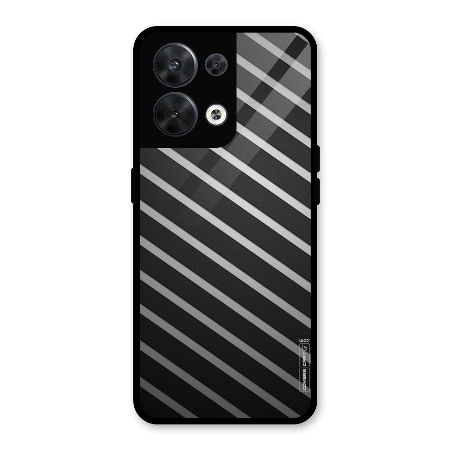 Grey And Black Stripes Glass Back Case for Oppo Reno8 5G