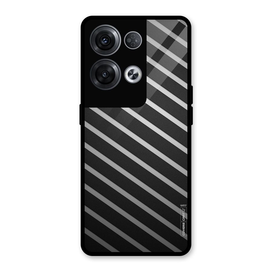Grey And Black Stripes Glass Back Case for Oppo Reno8 Pro 5G
