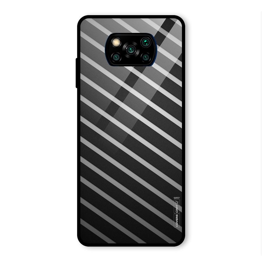 Grey And Black Stripes Glass Back Case for Poco X3 Pro