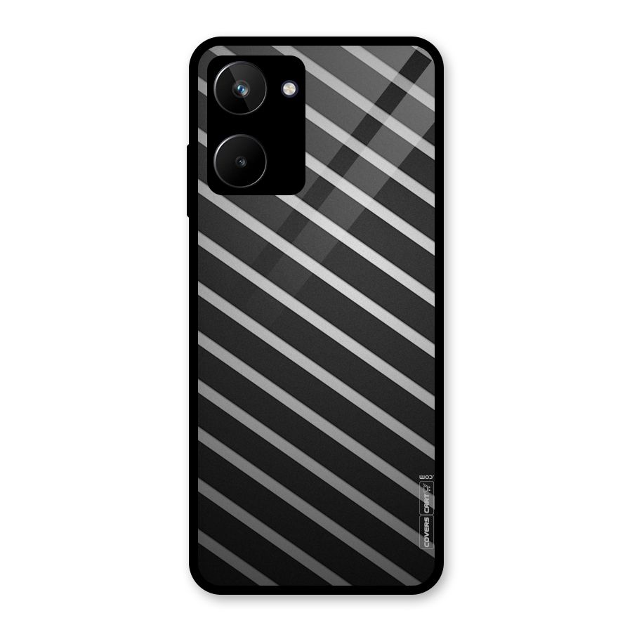 Grey And Black Stripes Glass Back Case for Realme 10