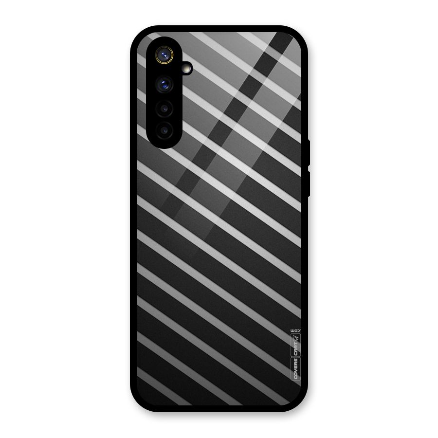 Grey And Black Stripes Glass Back Case for Realme 6