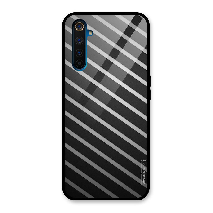 Grey And Black Stripes Glass Back Case for Realme 6 Pro