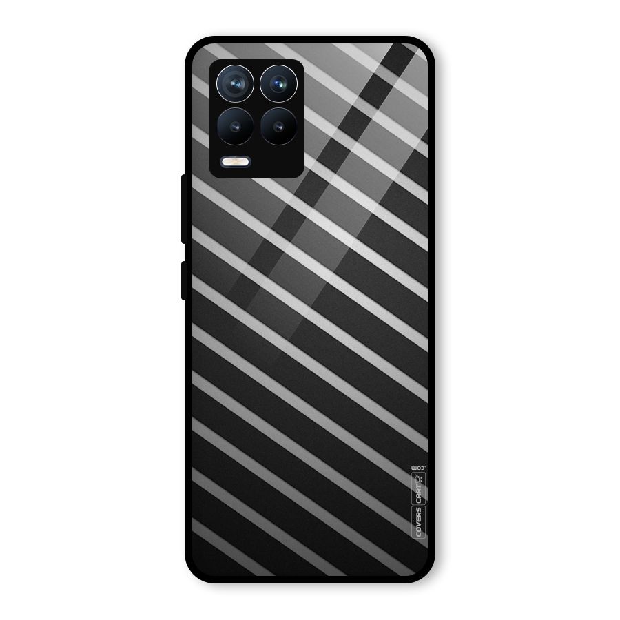 Grey And Black Stripes Glass Back Case for Realme 8 Pro