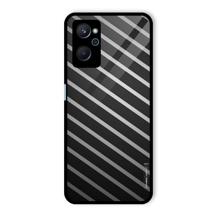 Grey And Black Stripes Glass Back Case for Realme 9i