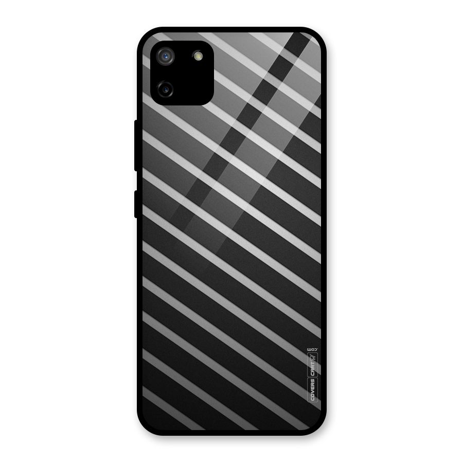 Grey And Black Stripes Glass Back Case for Realme C11