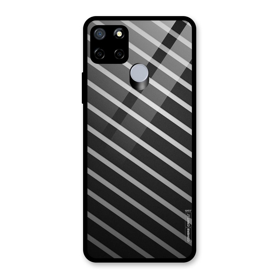 Grey And Black Stripes Glass Back Case for Realme C12