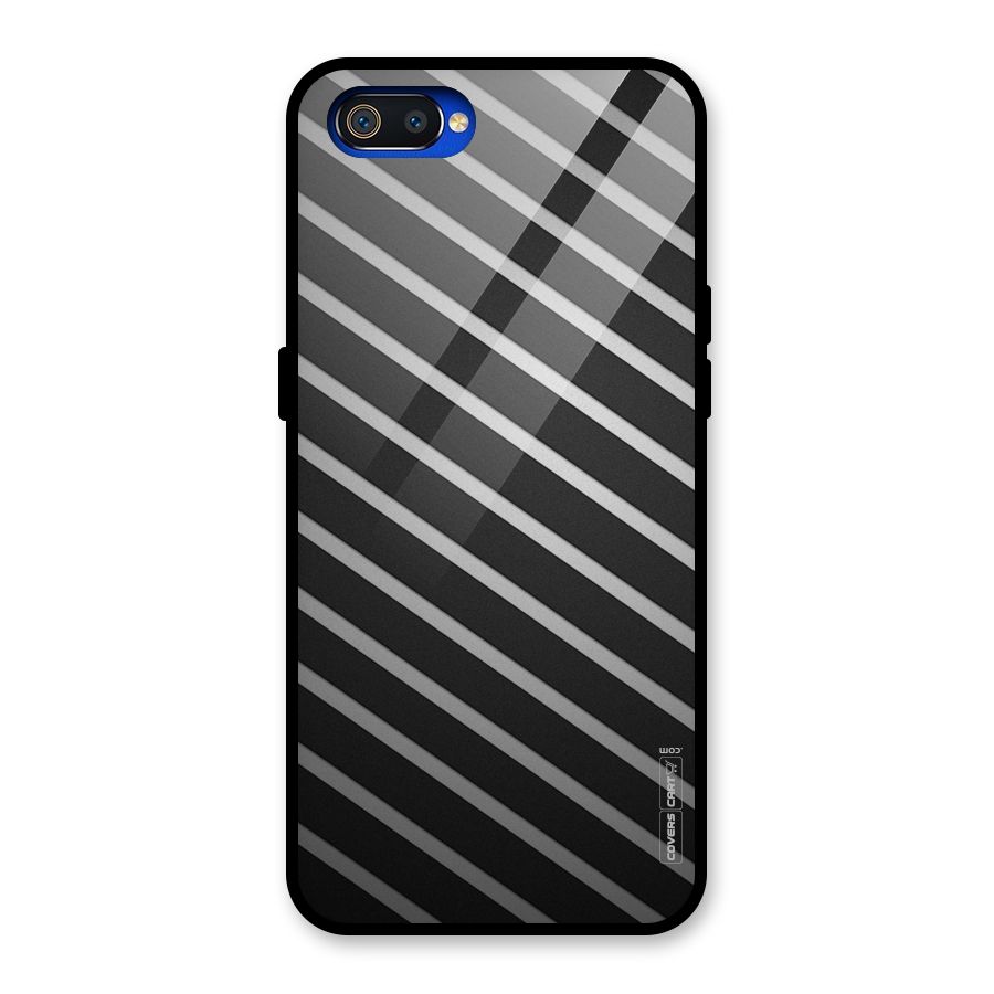 Grey And Black Stripes Glass Back Case for Realme C2