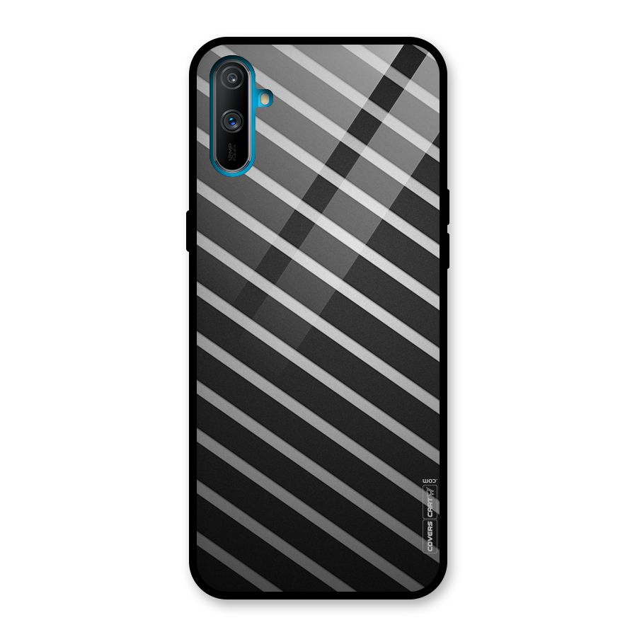 Grey And Black Stripes Glass Back Case for Realme C3