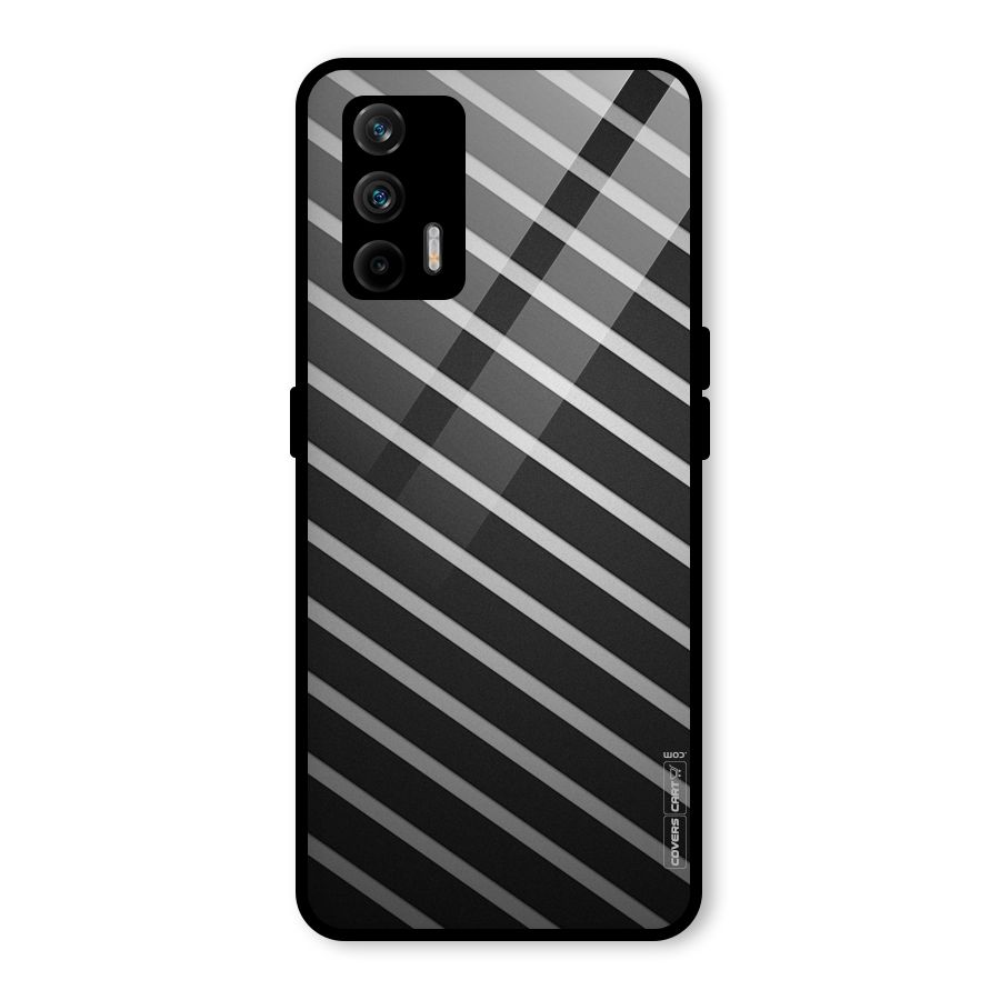 Grey And Black Stripes Glass Back Case for Realme GT 5G