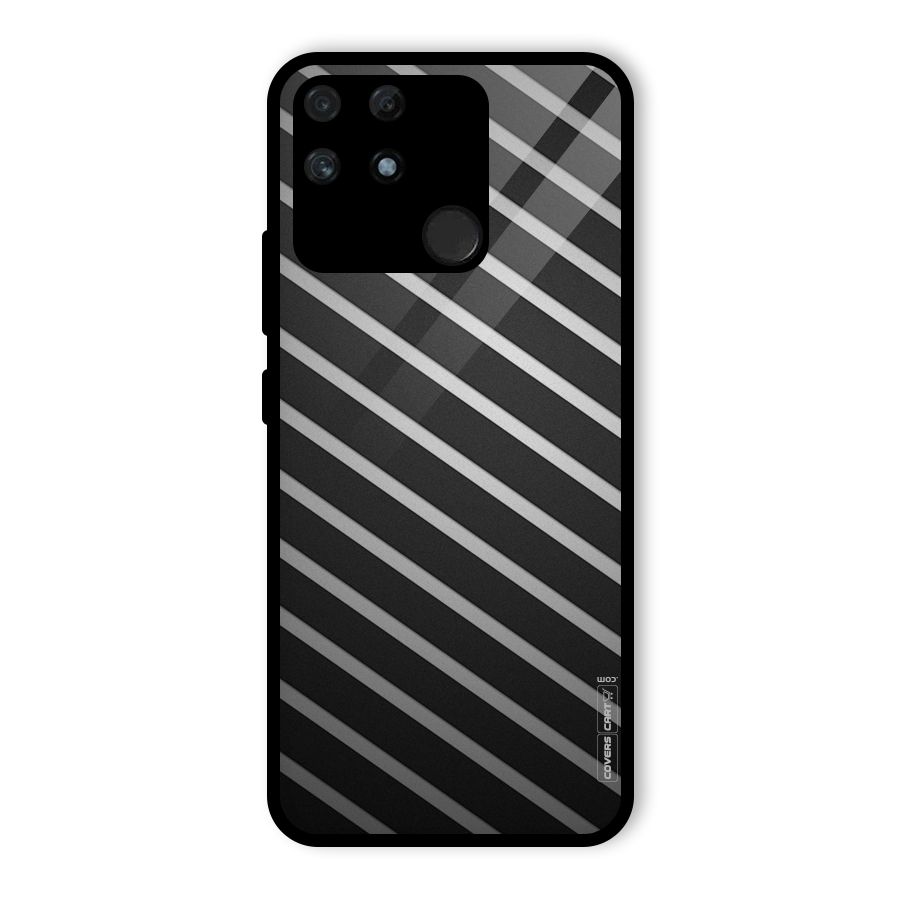 Grey And Black Stripes Glass Back Case for Realme Narzo 50A