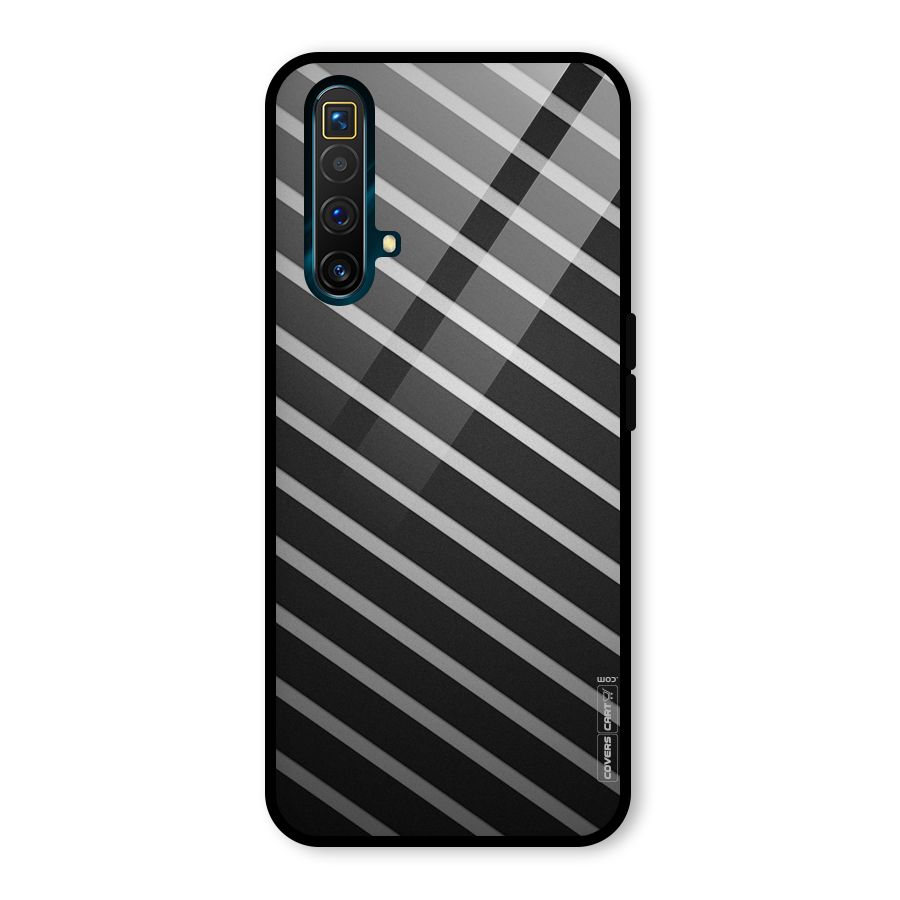 Grey And Black Stripes Glass Back Case for Realme X3