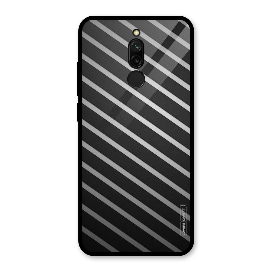 Grey And Black Stripes Glass Back Case for Redmi 8