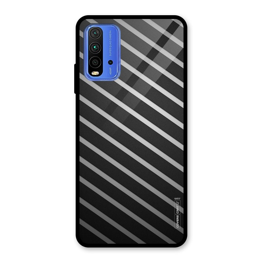 Grey And Black Stripes Glass Back Case for Redmi 9 Power