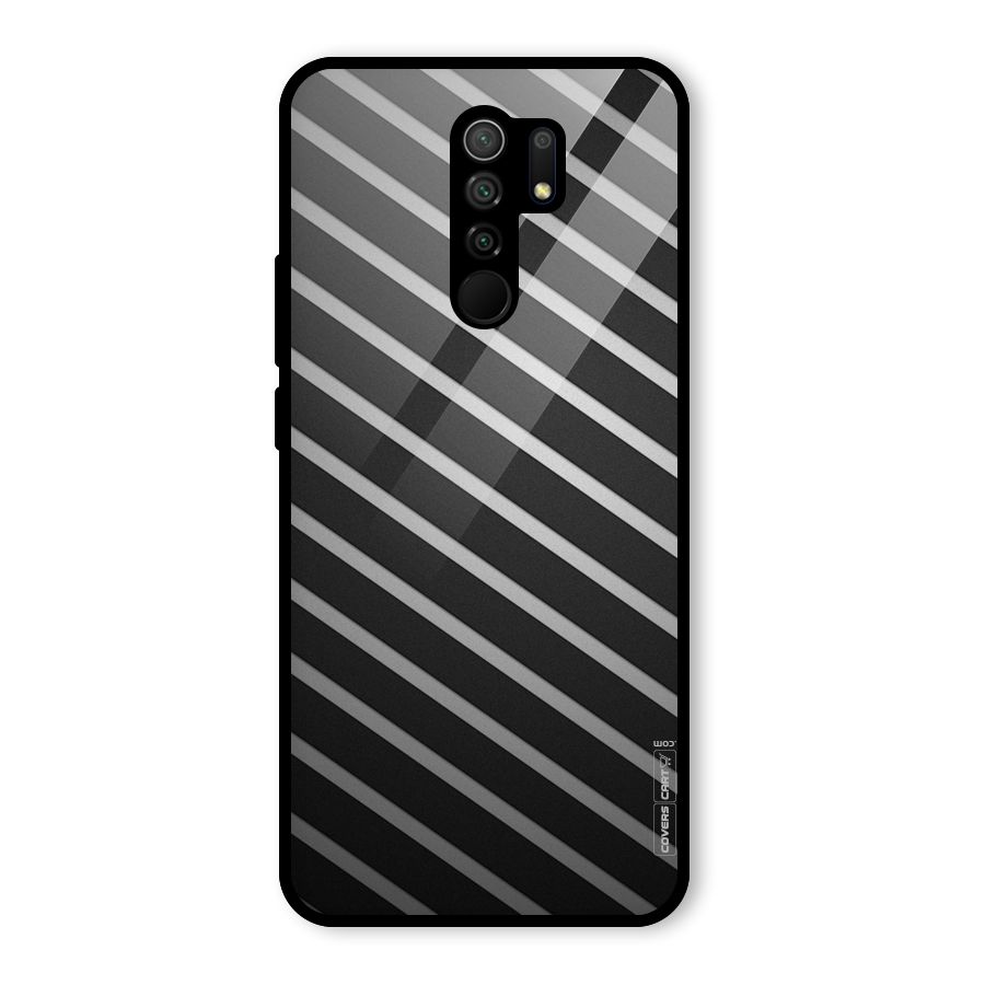 Grey And Black Stripes Glass Back Case for Redmi 9 Prime