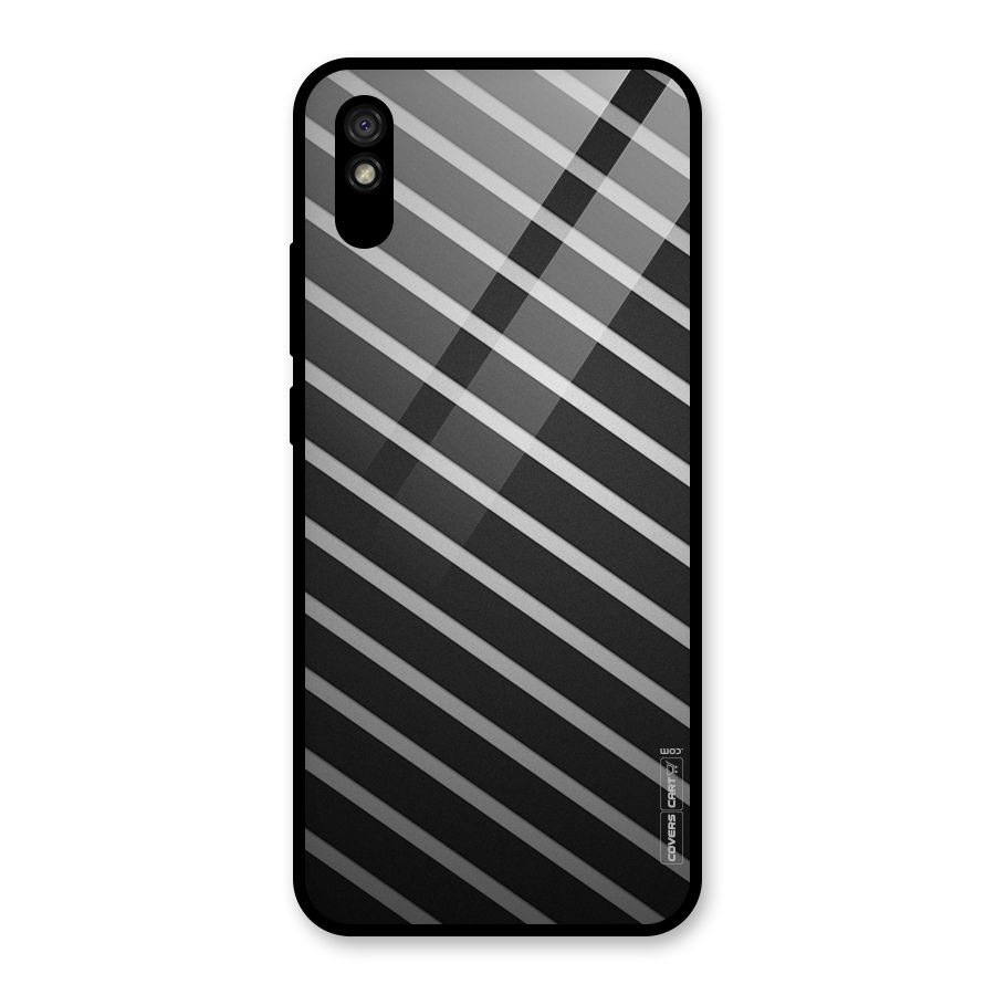 Grey And Black Stripes Glass Back Case for Redmi 9i