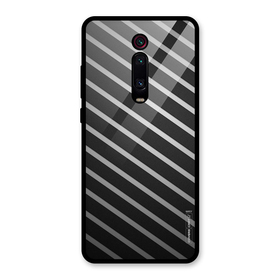Grey And Black Stripes Glass Back Case for Redmi K20