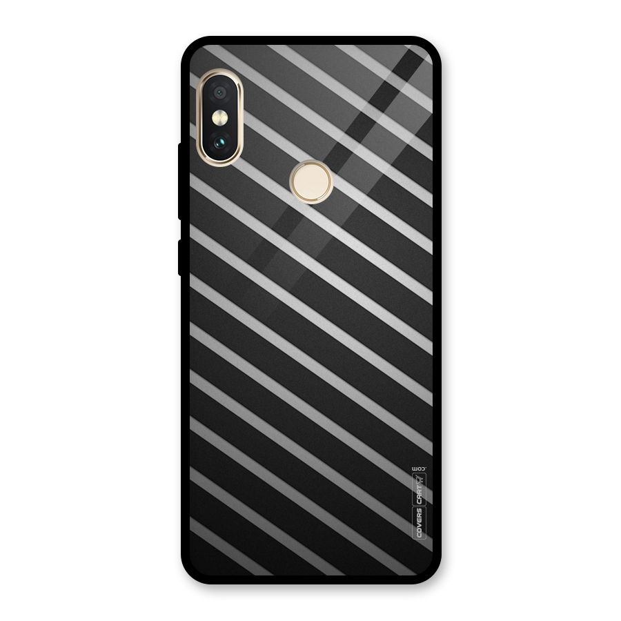 Grey And Black Stripes Glass Back Case for Redmi Note 5 Pro