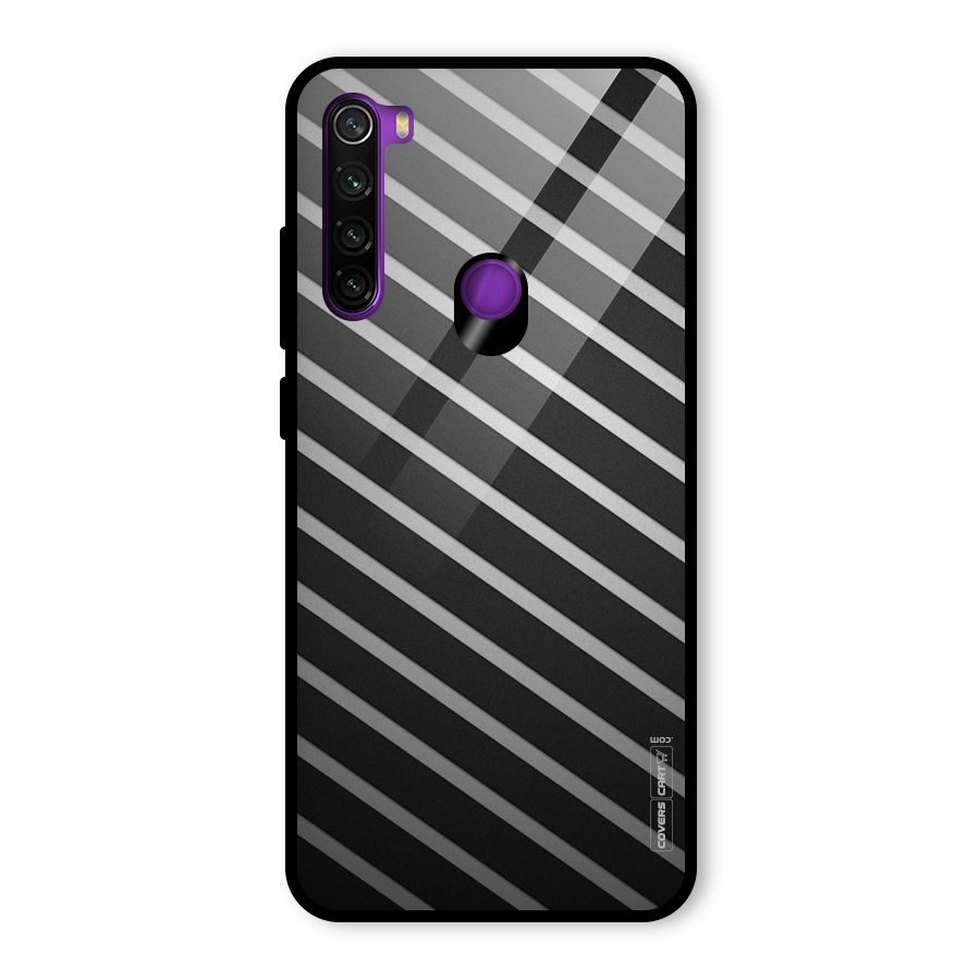Grey And Black Stripes Glass Back Case for Redmi Note 8