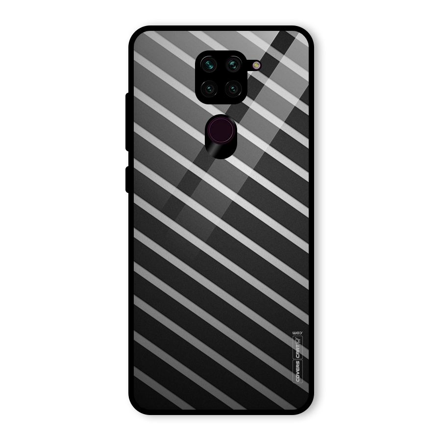 Grey And Black Stripes Glass Back Case for Redmi Note 9