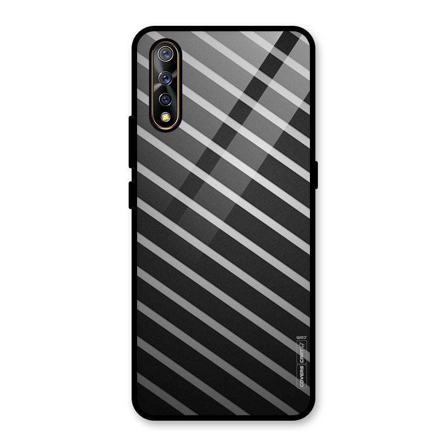 Grey And Black Stripes Glass Back Case for Vivo S1