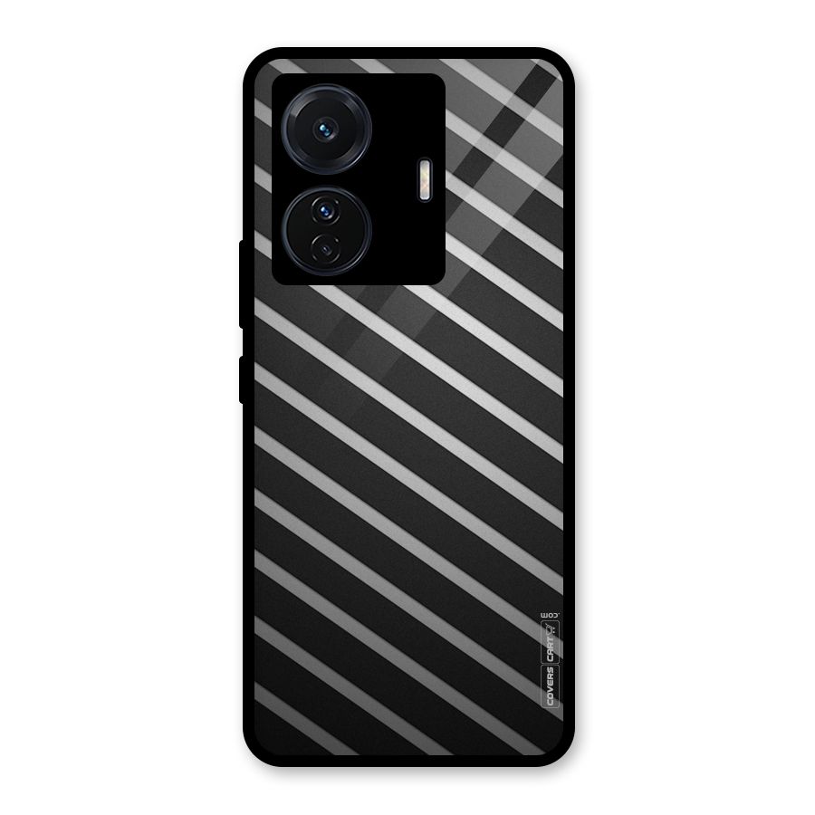 Grey And Black Stripes Glass Back Case for Vivo T1 Pro