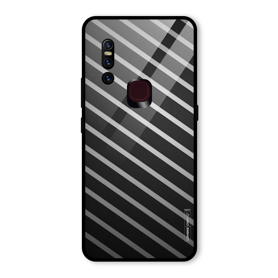 Grey And Black Stripes Glass Back Case for Vivo V15