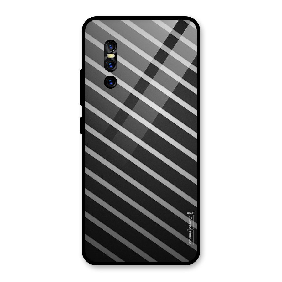 Grey And Black Stripes Glass Back Case for Vivo V15 Pro