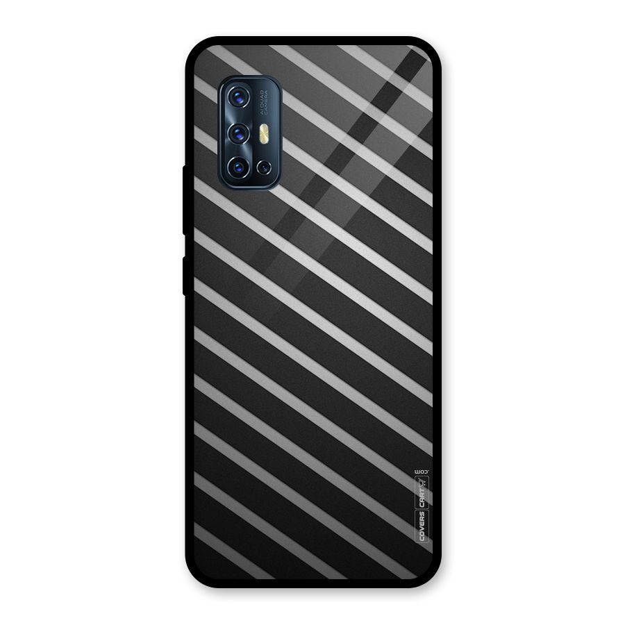 Grey And Black Stripes Glass Back Case for Vivo V17