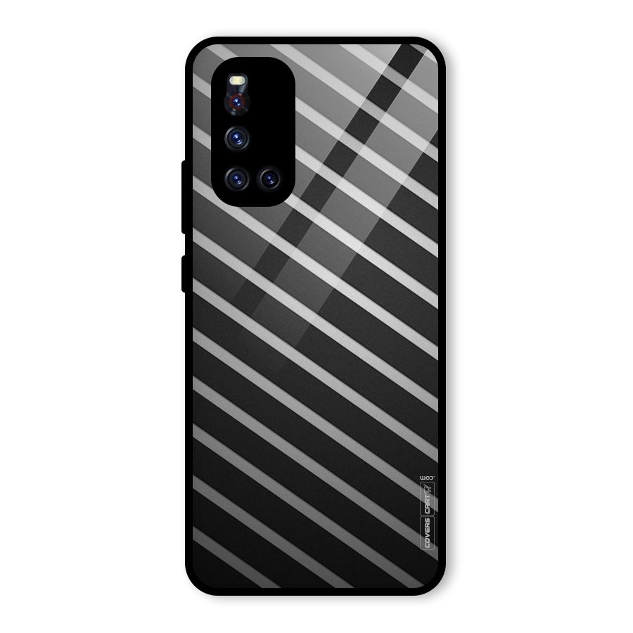 Grey And Black Stripes Glass Back Case for Vivo V19